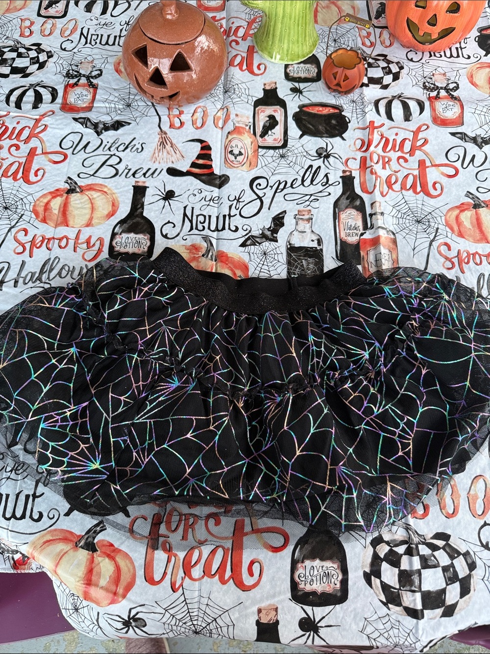 NWT Cat & Jack Girls size 4/5 XS Black Holographic Spiderweb Tulle Skirt 12x12”
